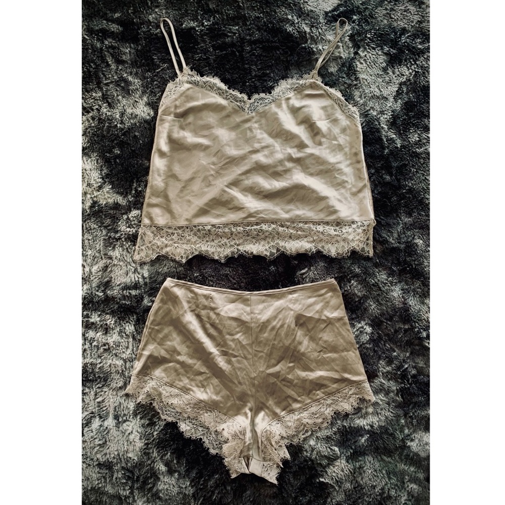 Victoria’s Secret Satin Chantilly Lace PJ set